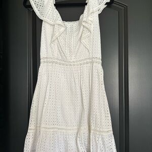 Alice + Olivia White ruffle strap mini dress